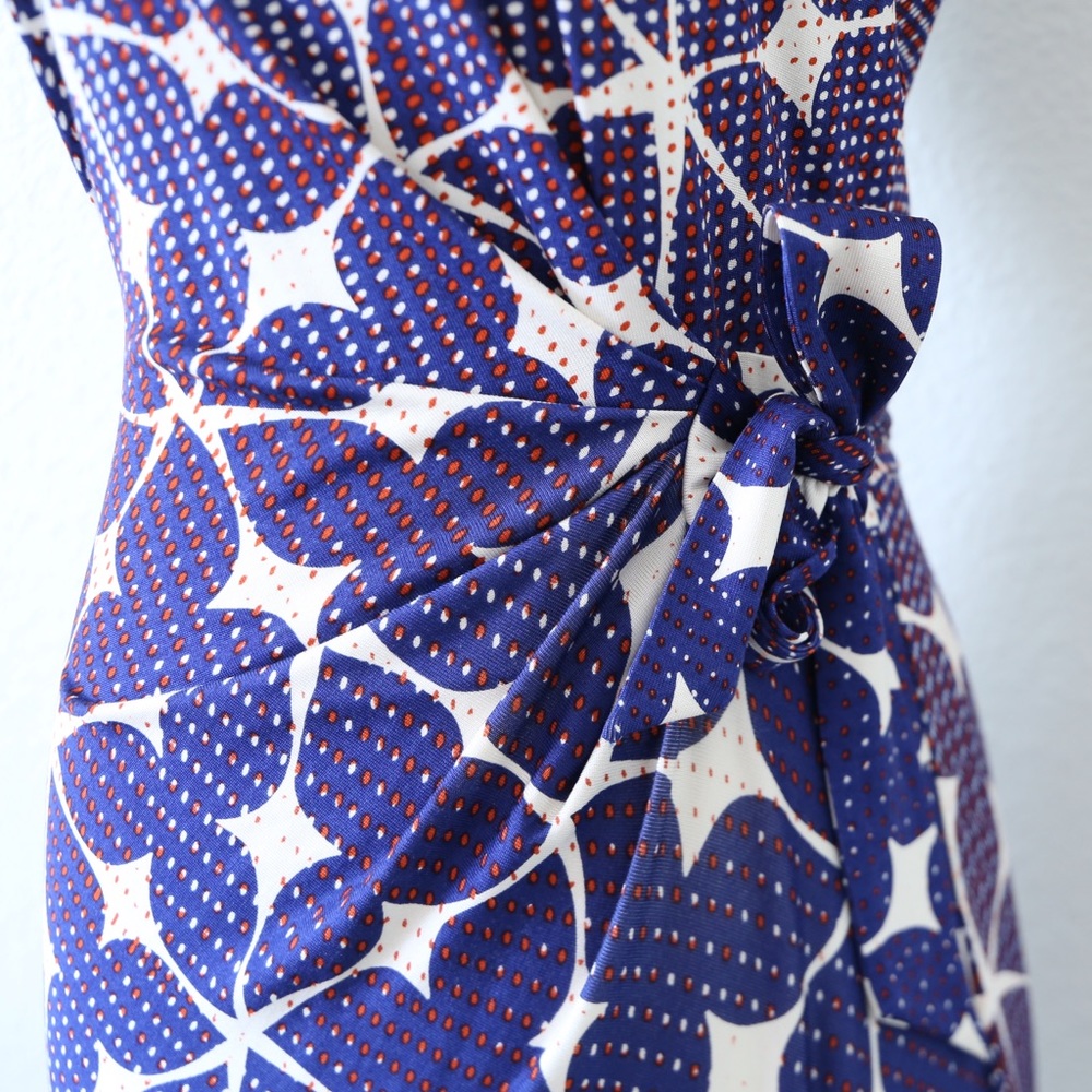 Diane von Furstenberg DvF Zoe Dress Blue White Size 4 - Picture 4 of 10
